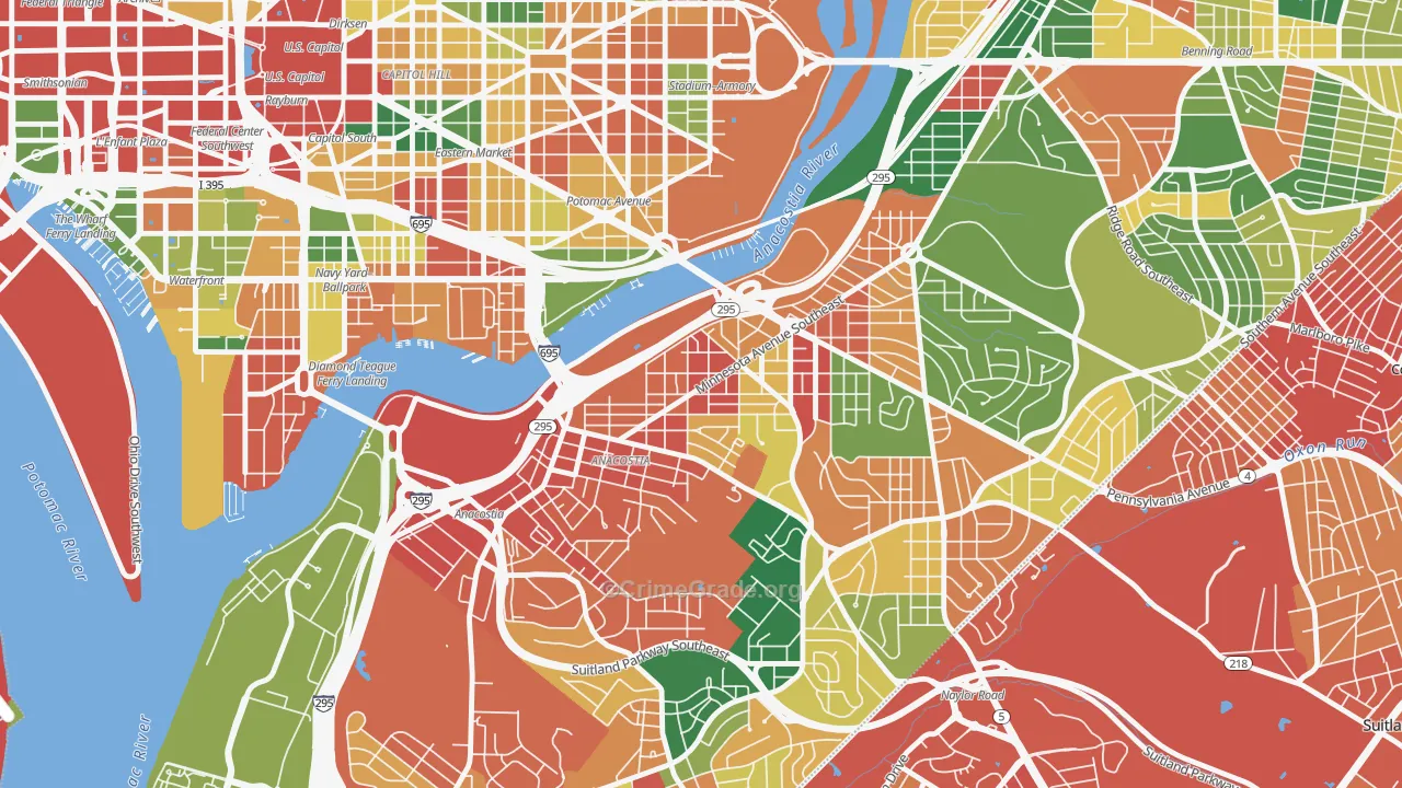 Fairlawn, Washington, DC Map of Vandalism Rates
