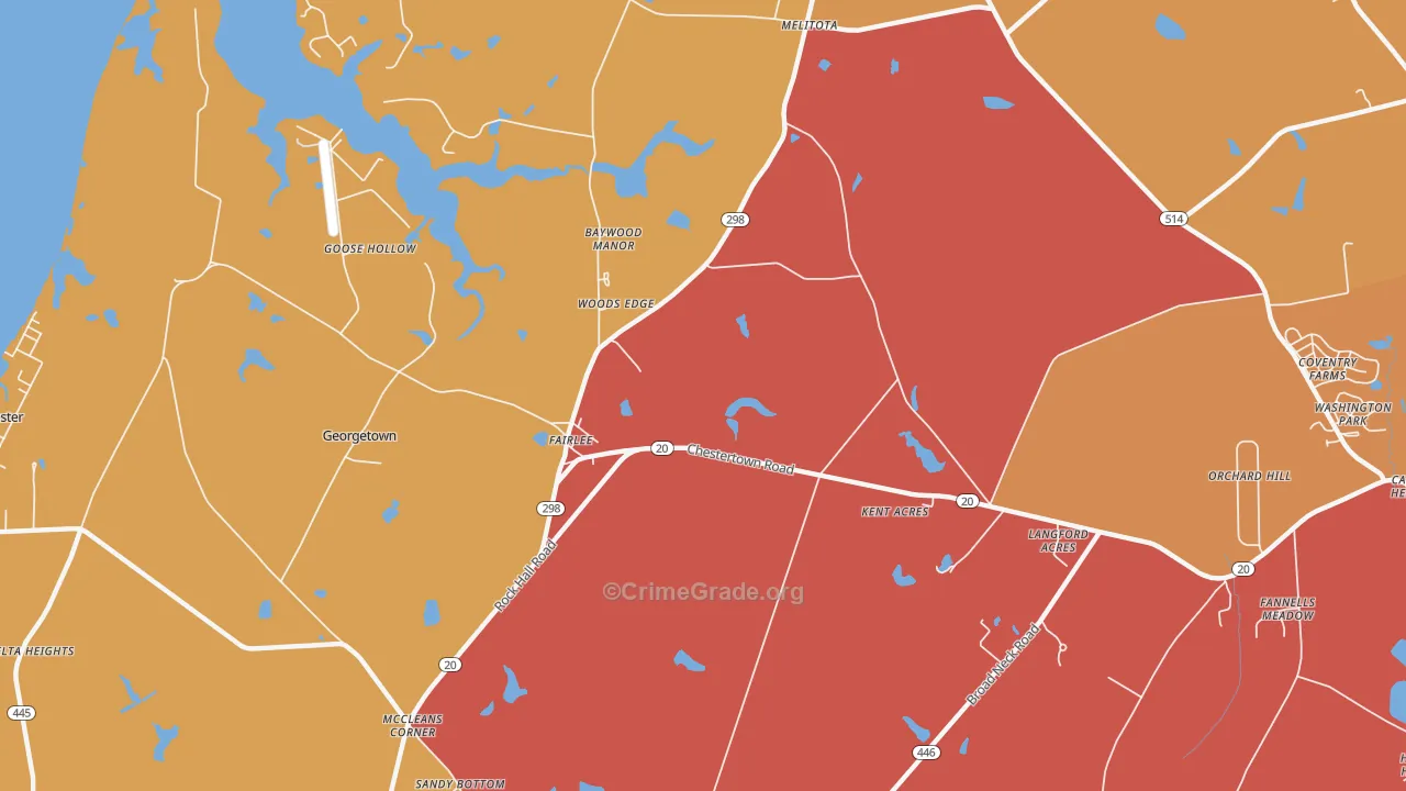 Fairlee, MD Map of Vandalism Rates