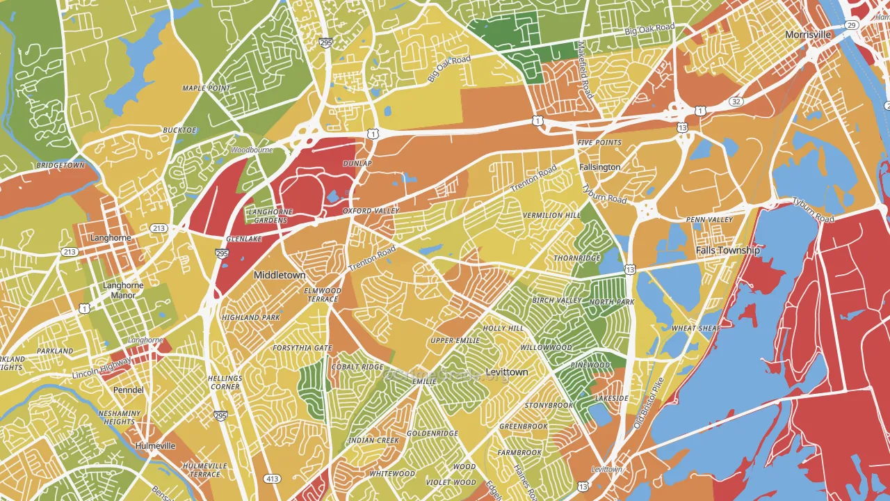 Fairless Hills, PA Map of Vandalism Rates