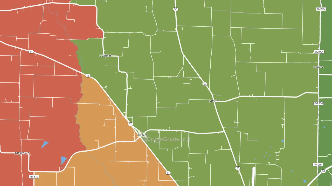 Fairlie, TX Map of Vandalism Rates