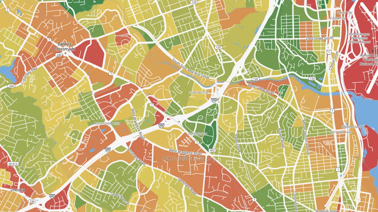 Fairlington-Shirlington, Arlington, VA Map of Vandalism Rates