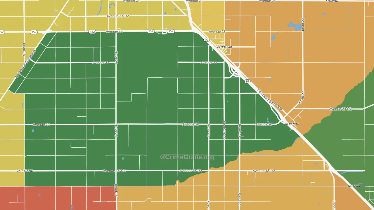 Fairmead, CA Map of Vandalism Rates