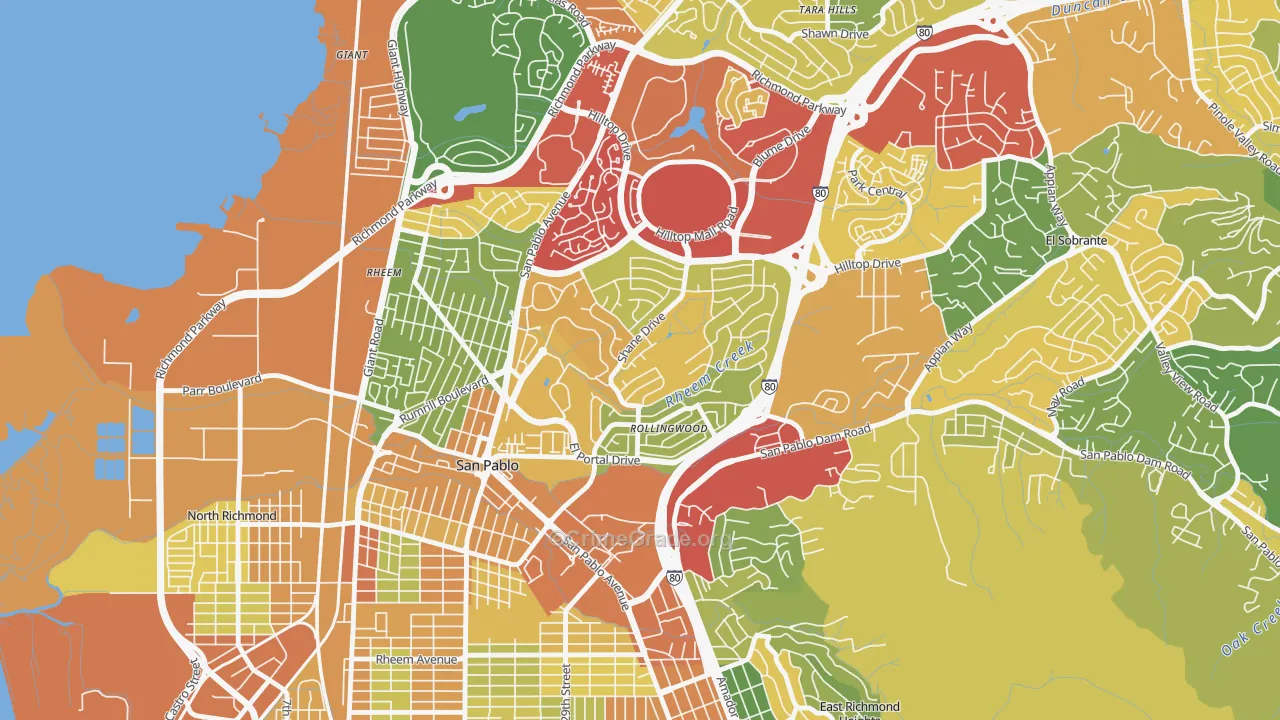 Fairmede-Hilltop, San Pablo, CA Map of Vandalism Rates