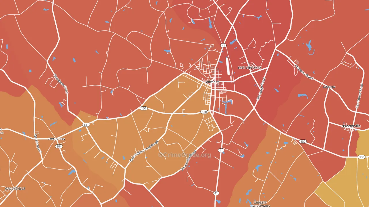 Fairmont, NC Map of Vandalism Rates