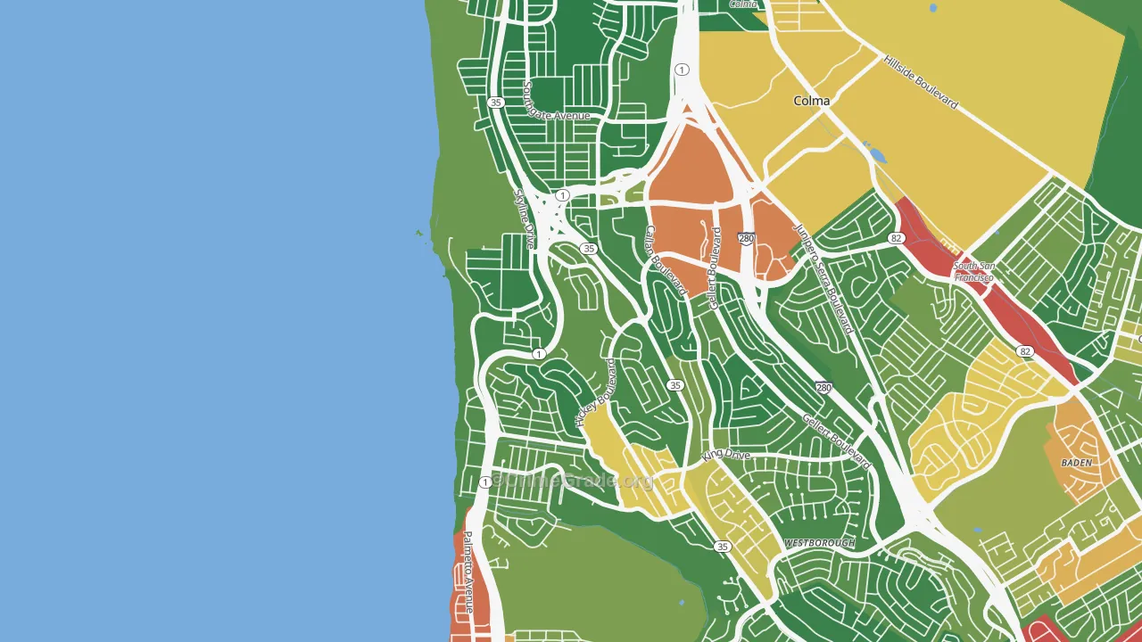 Fairmont, Pacifica, CA Map of Vandalism Rates