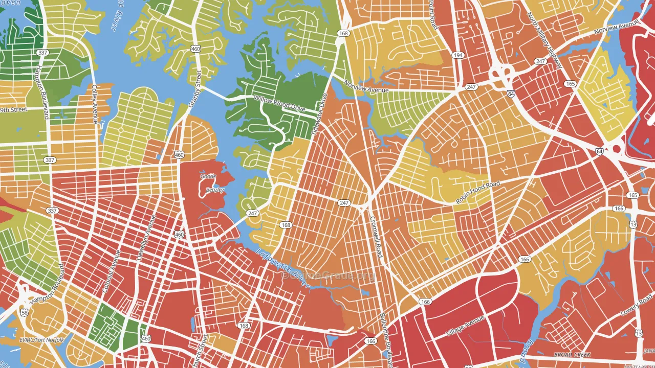 Fairmont Park, Norfolk, VA Map of Vandalism Rates