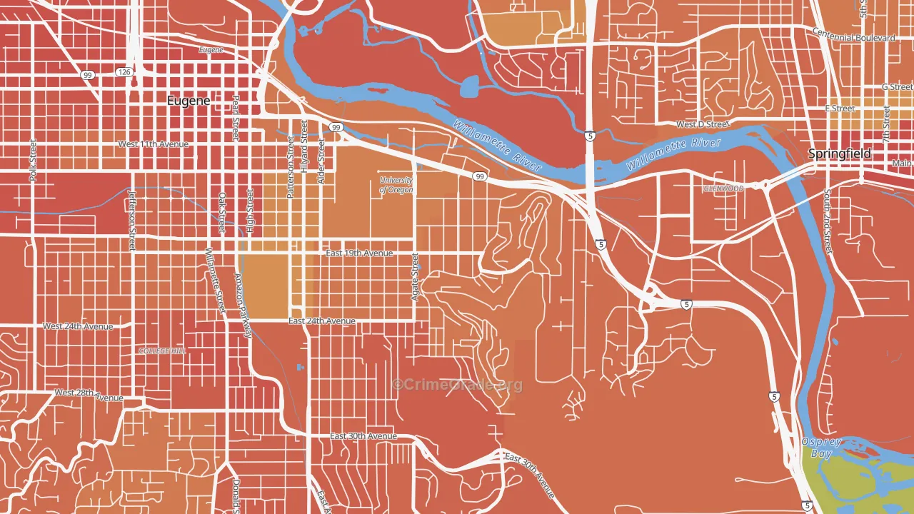 Fairmount, Eugene, OR Map of Vandalism Rates