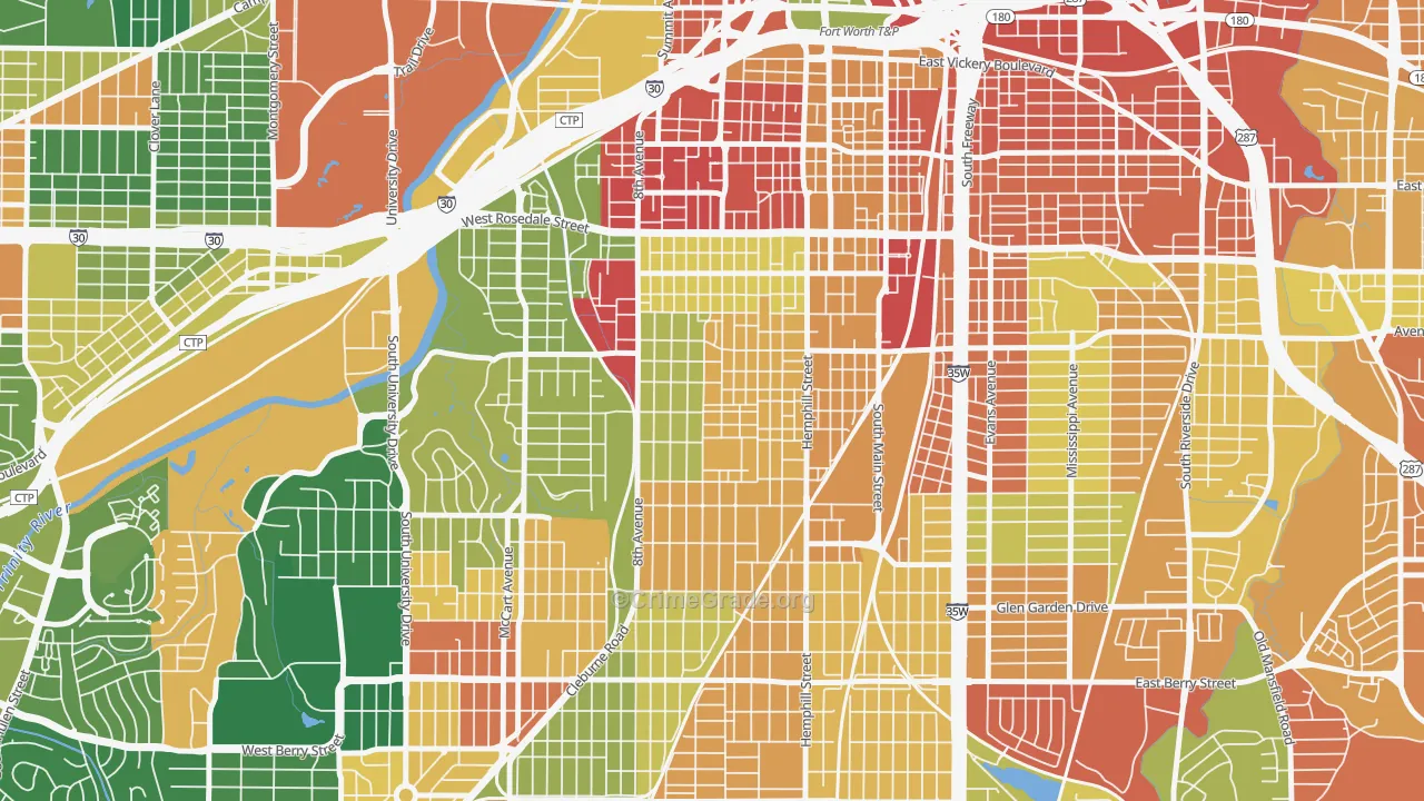Fairmount, Fort Worth, TX Map of Vandalism Rates