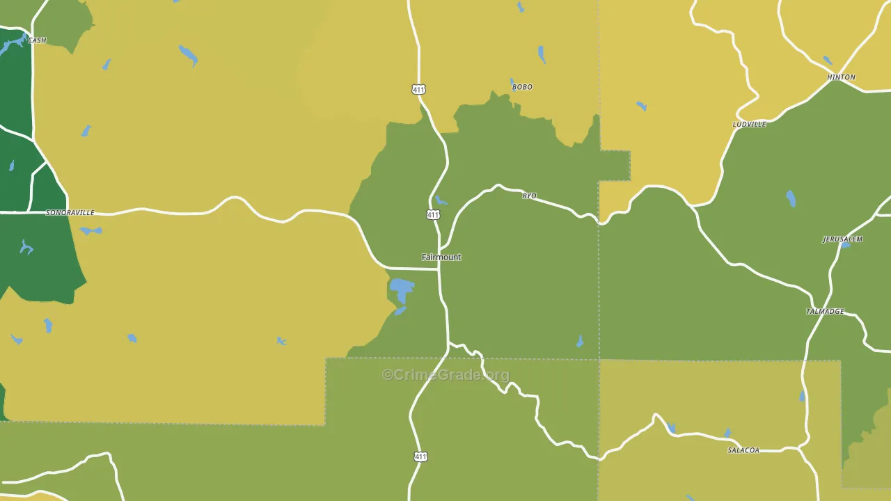 Fairmount, GA Map of Vandalism Rates