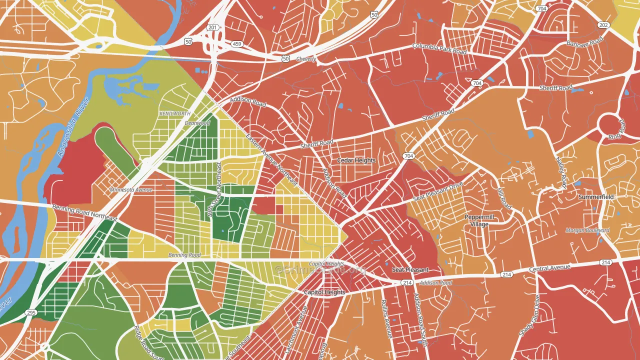 Fairmount Heights, MD Map of Vandalism Rates