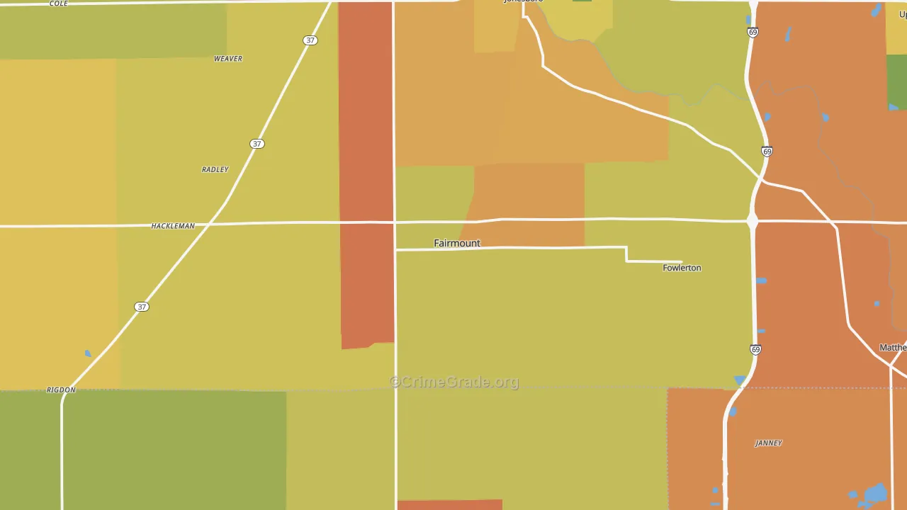 Fairmount, IN Map of Vandalism Rates