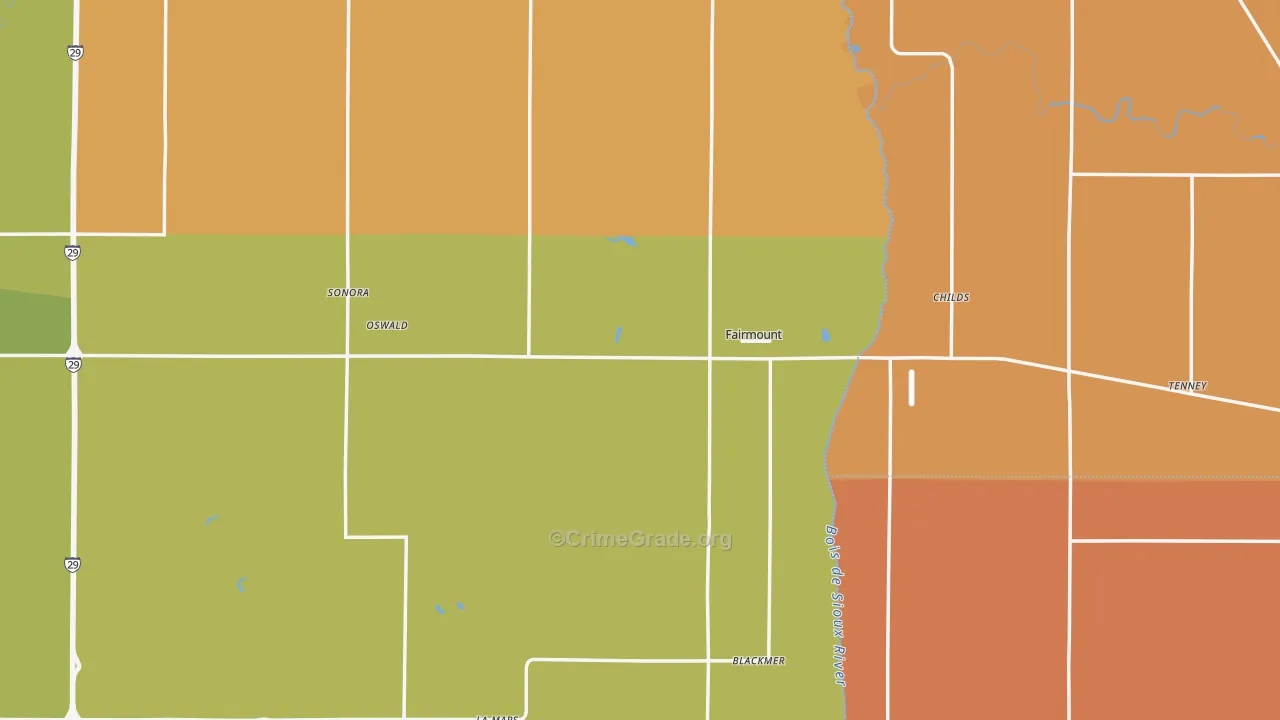 Fairmount, ND Map of Vandalism Rates