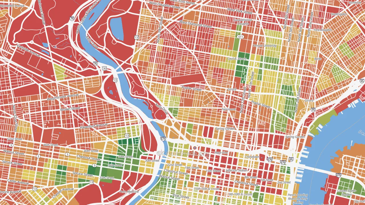 Fairmount, Philadelphia, PA Map of Vandalism Rates