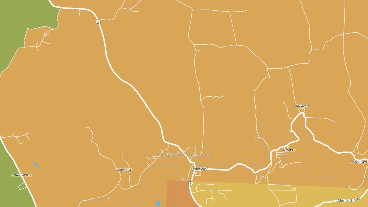 Fairpoint, OH Map of Vandalism Rates