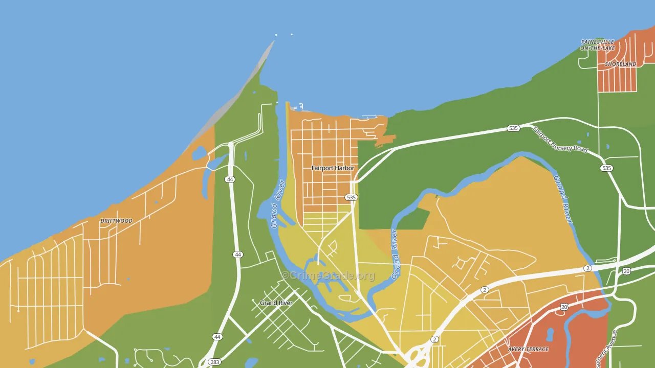 Fairport Harbor, OH Map of Vandalism Rates