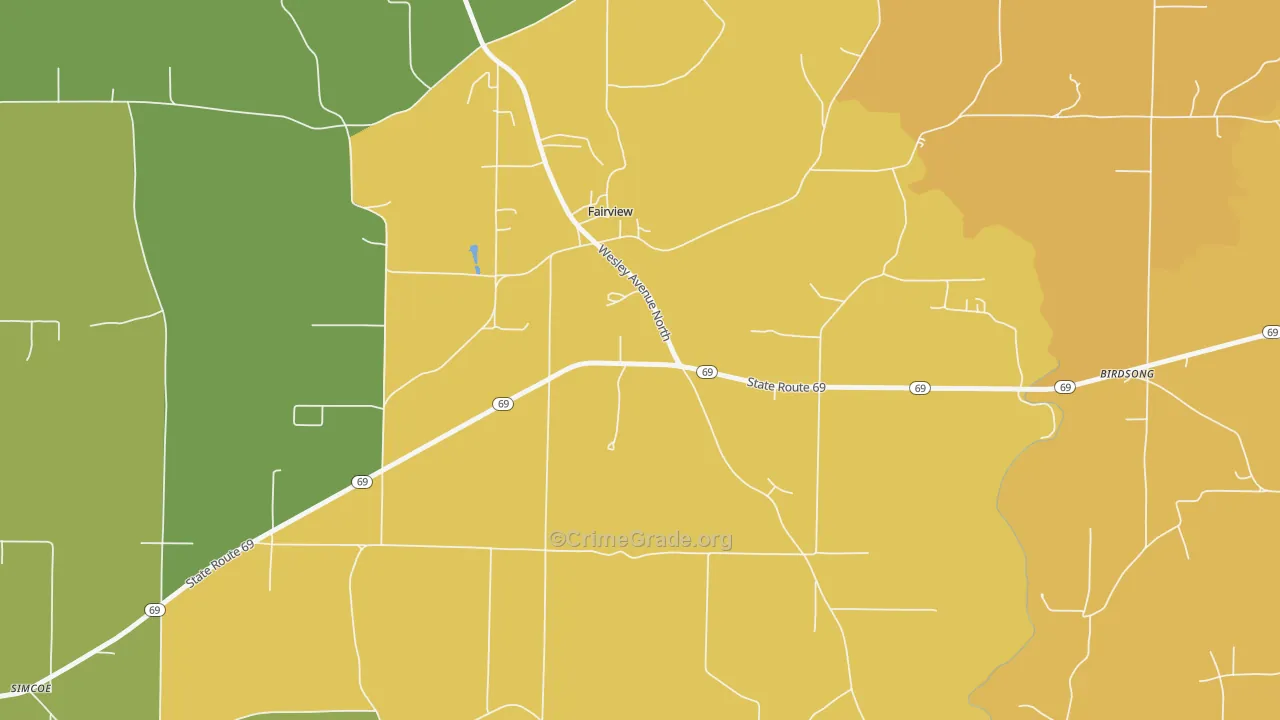 Fairview, AL Map of Vandalism Rates