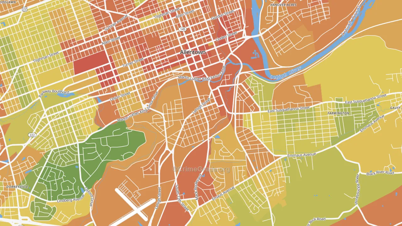 Fairview, Allentown, PA Map of Vandalism Rates