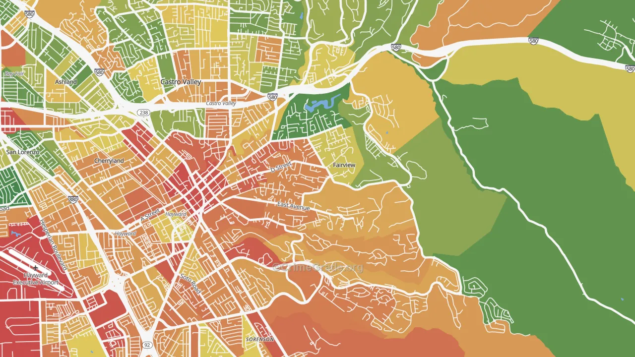 Fairview, CA Map of Vandalism Rates