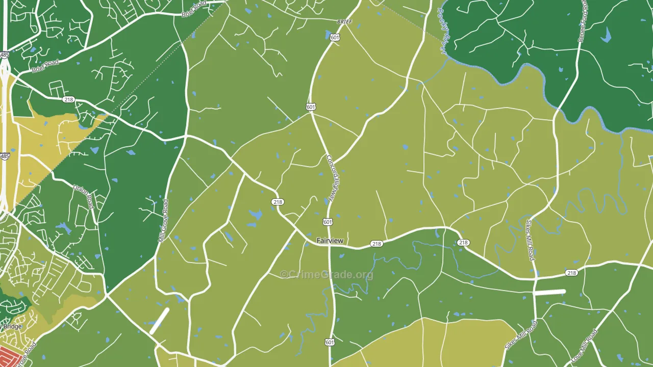 Fairview, Charlotte, NC Map of Vandalism Rates