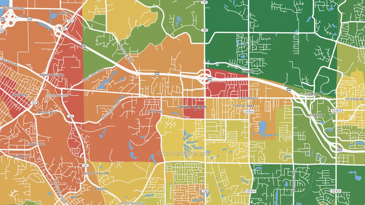 Fairview Heights, IL Map of Vandalism Rates