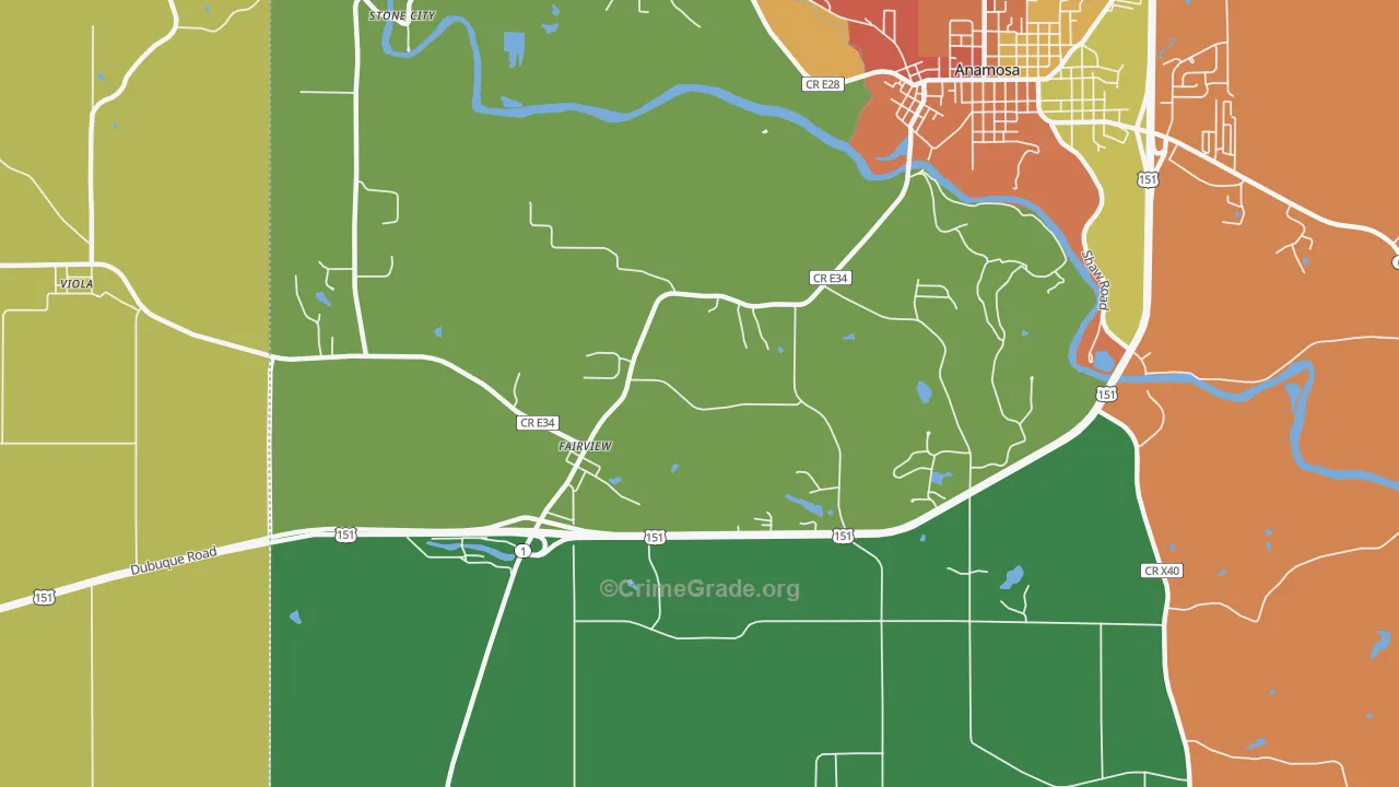 Fairview, IA Map of Vandalism Rates