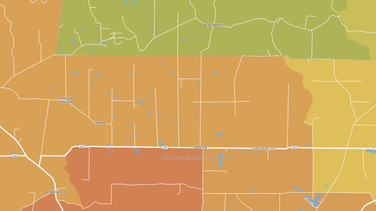 Fairview, IN Map of Vandalism Rates