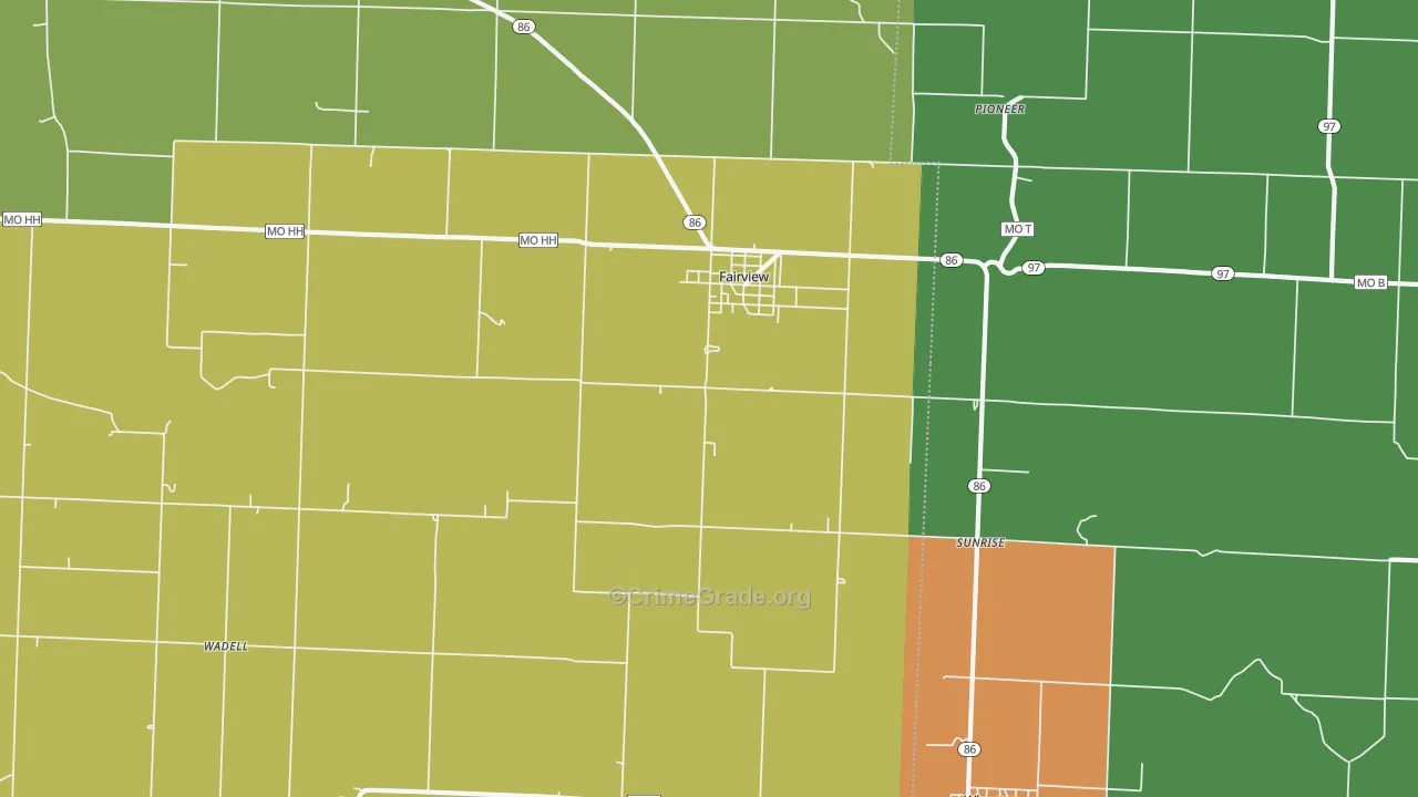 Fairview, MO Map of Vandalism Rates