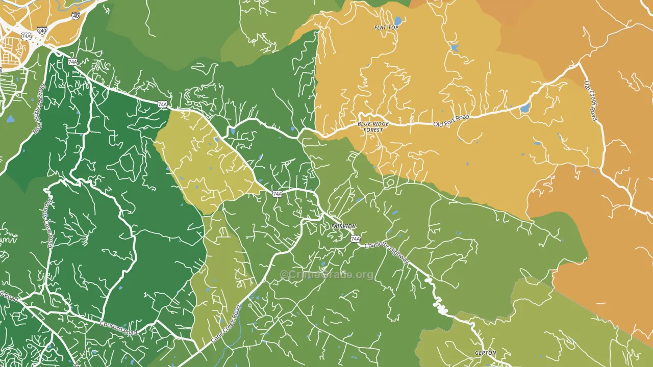 Fairview, NC Map of Vandalism Rates
