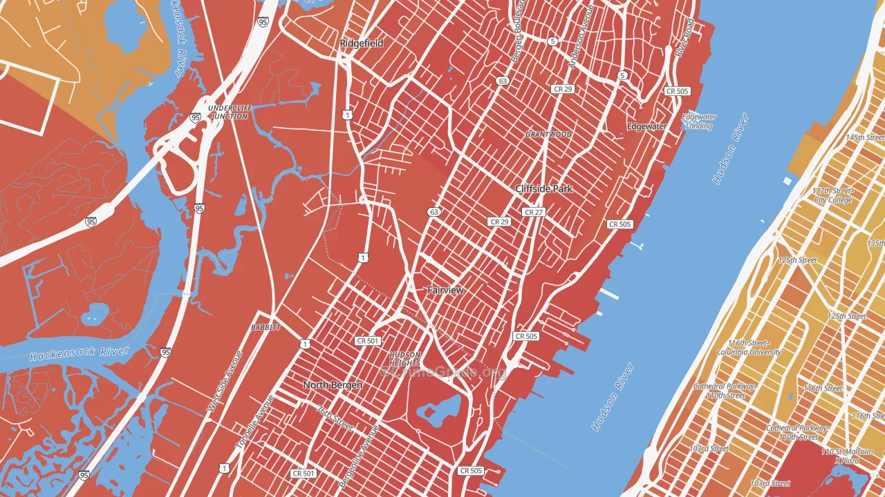 Fairview, NJ Map of Vandalism Rates