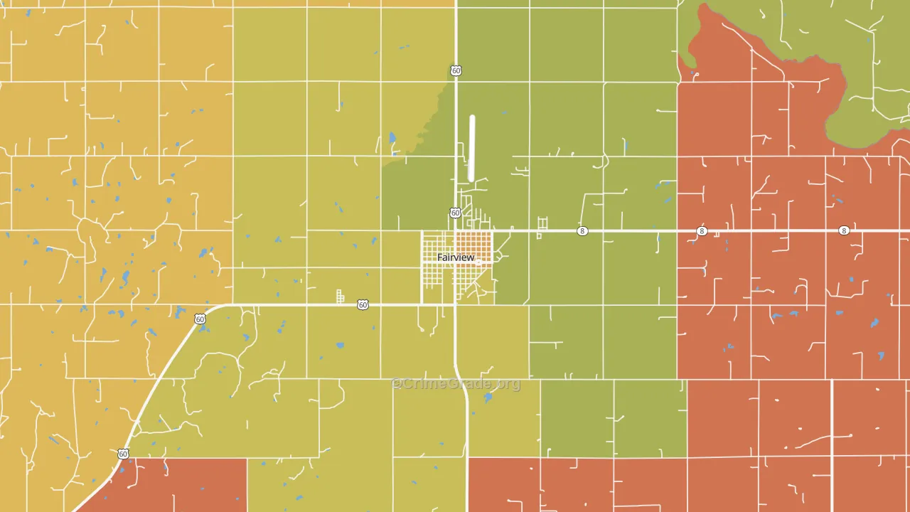 Fairview, OK Map of Vandalism Rates