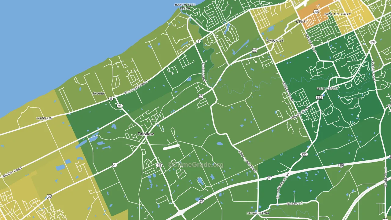 Fairview, PA Map of Vandalism Rates