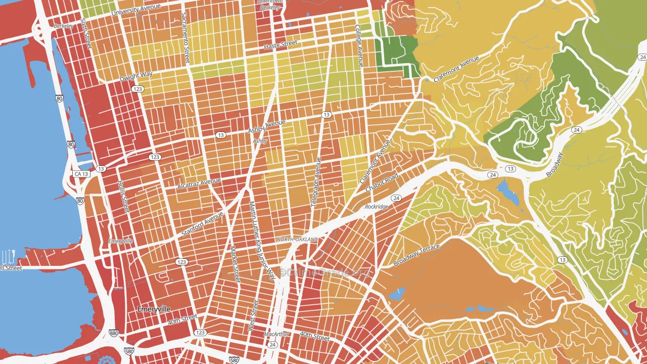 Fairview Park, Oakland, CA Map of Vandalism Rates