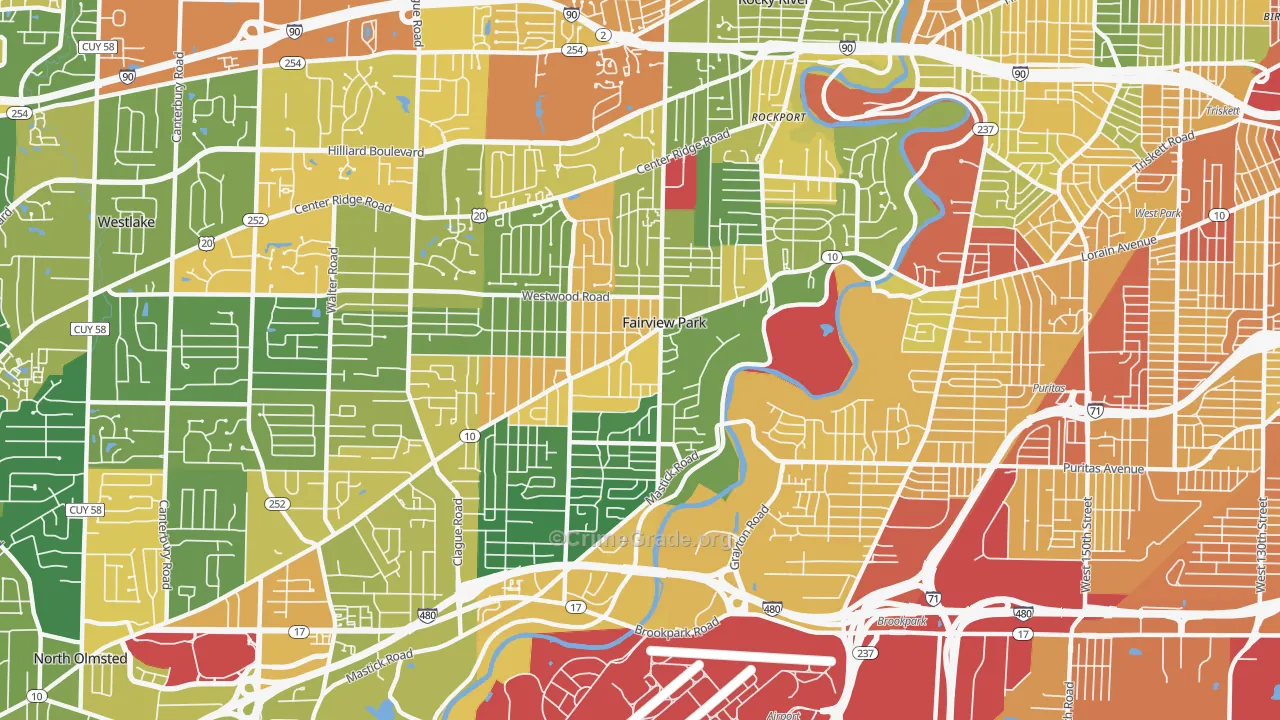 Fairview Park, OH Map of Vandalism Rates