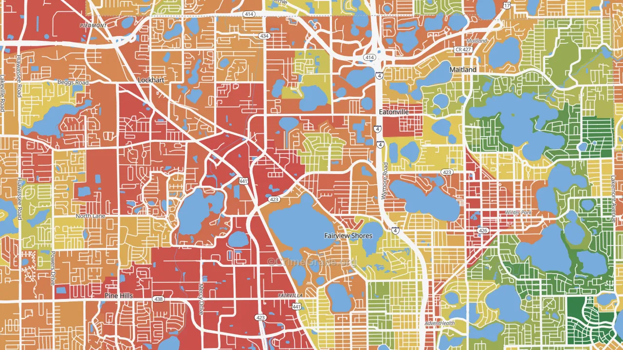 Fairview Shores, Orlando, FL Map of Vandalism Rates
