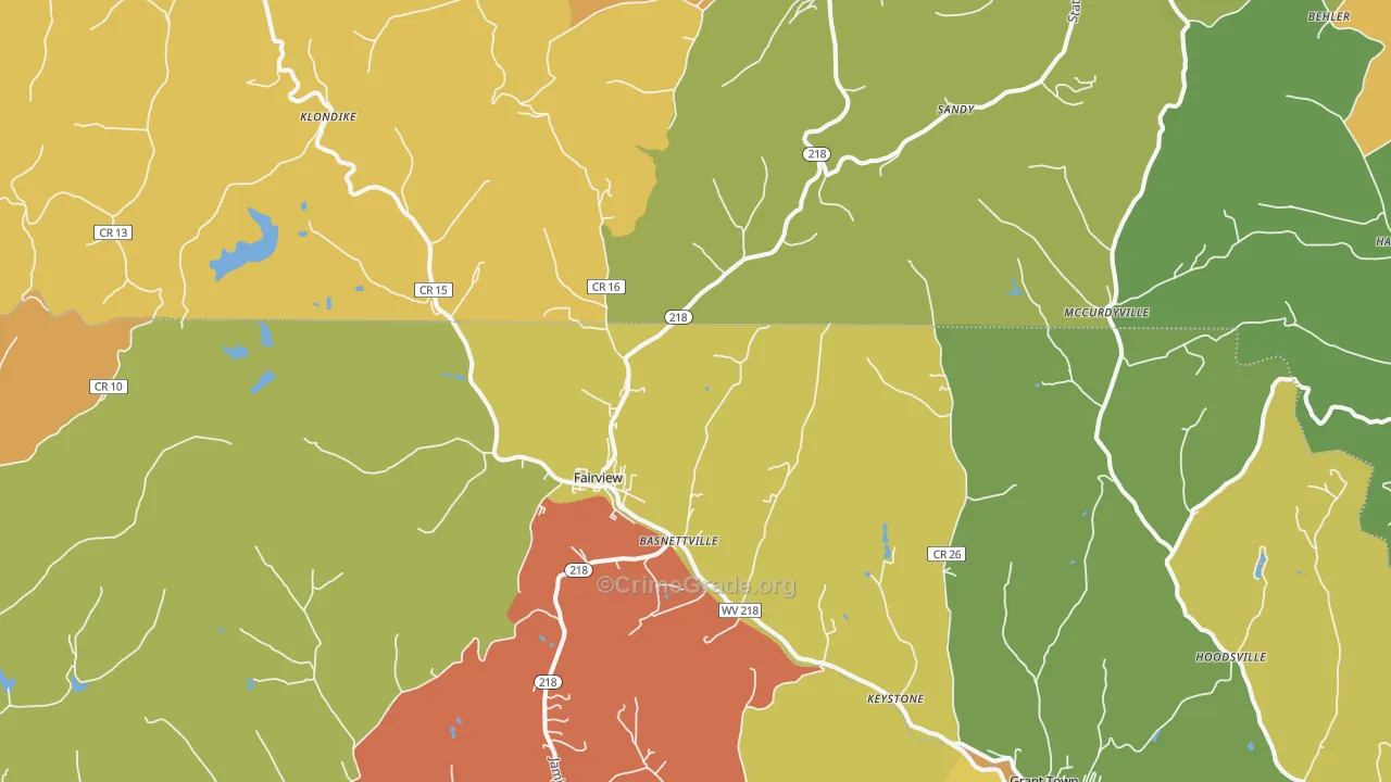 Fairview, WV Map of Vandalism Rates
