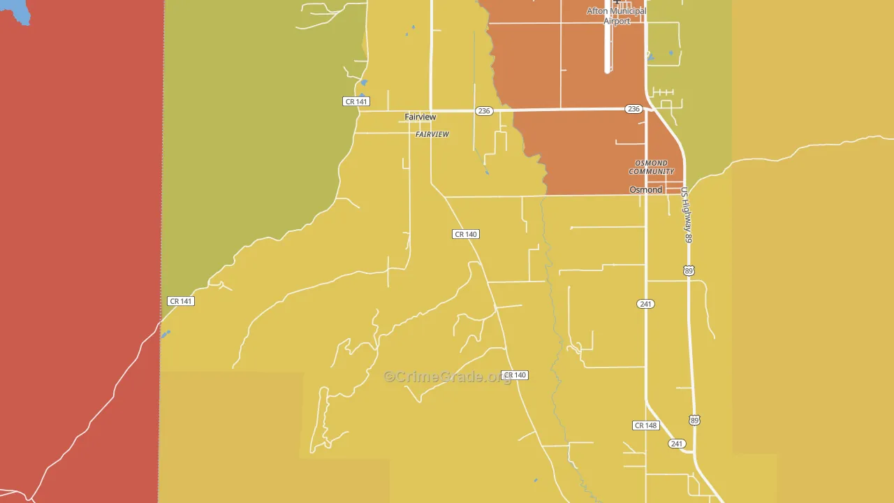 Fairview, WY Map of Vandalism Rates