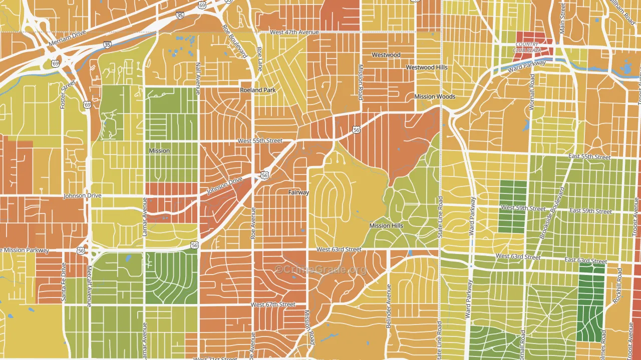 Fairway, KS Map of Vandalism Rates