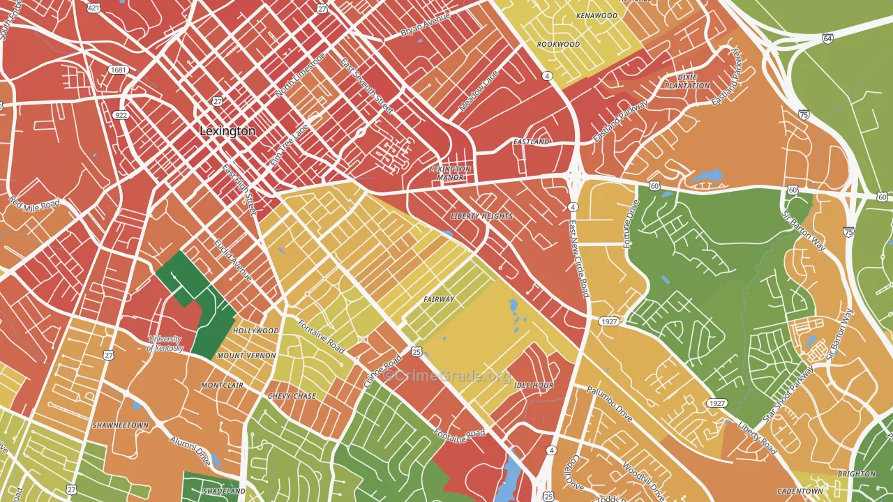 Fairway-Liberty Heights, Lexington, KY Map of Vandalism Rates