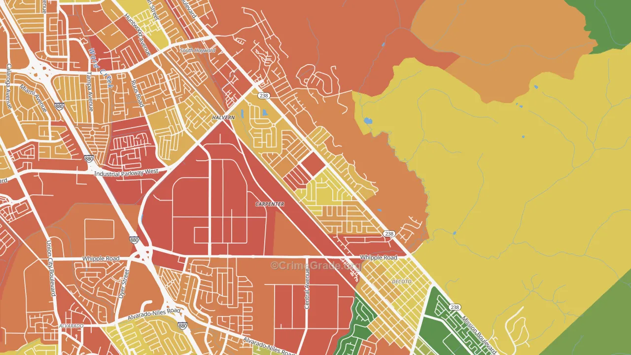 Fairway Park, Hayward, CA Map of Vandalism Rates