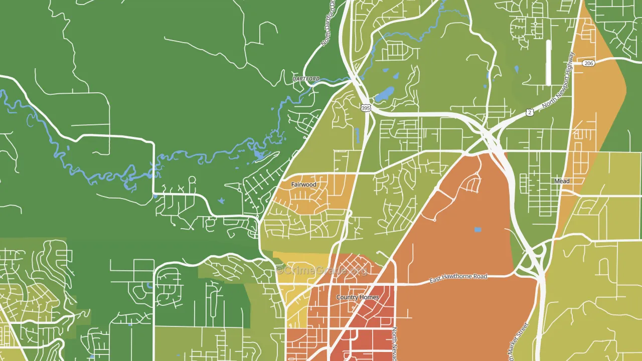 fairwood, Spokane, WA Map of Vandalism Rates