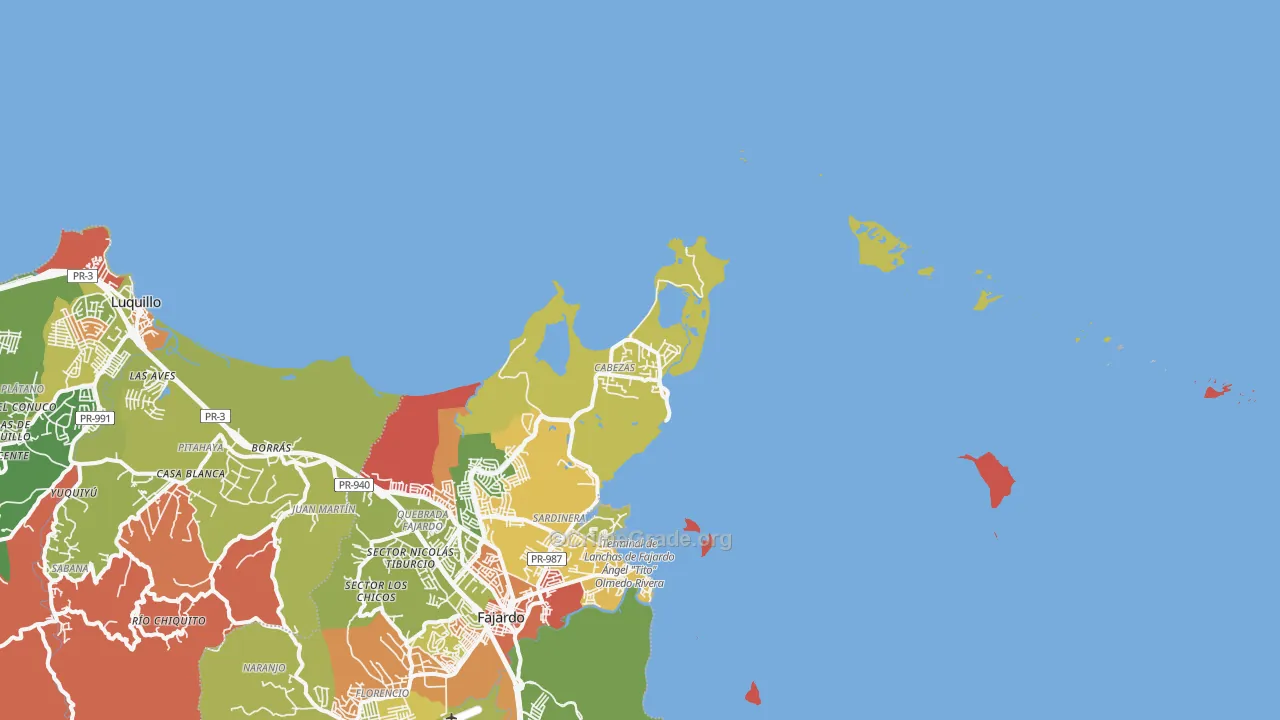 Fajardo, PR Map of Vandalism Rates