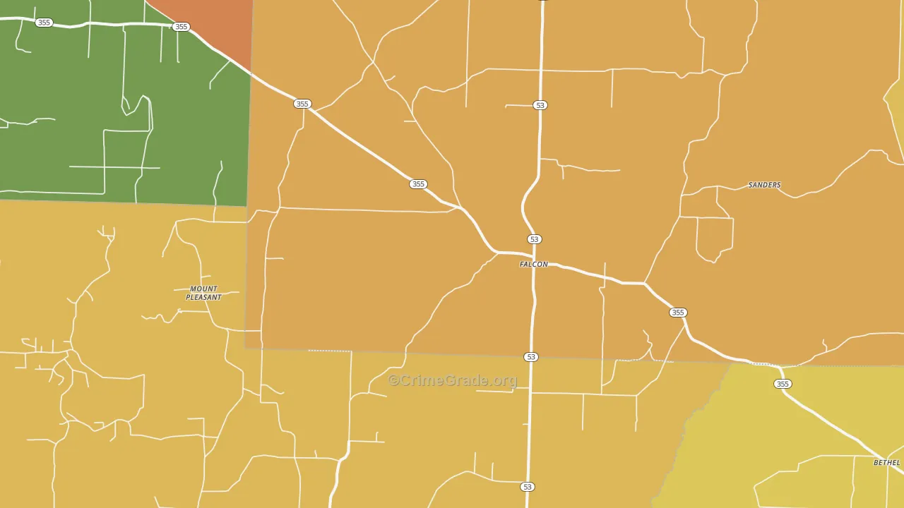 Falcon, AR Map of Vandalism Rates