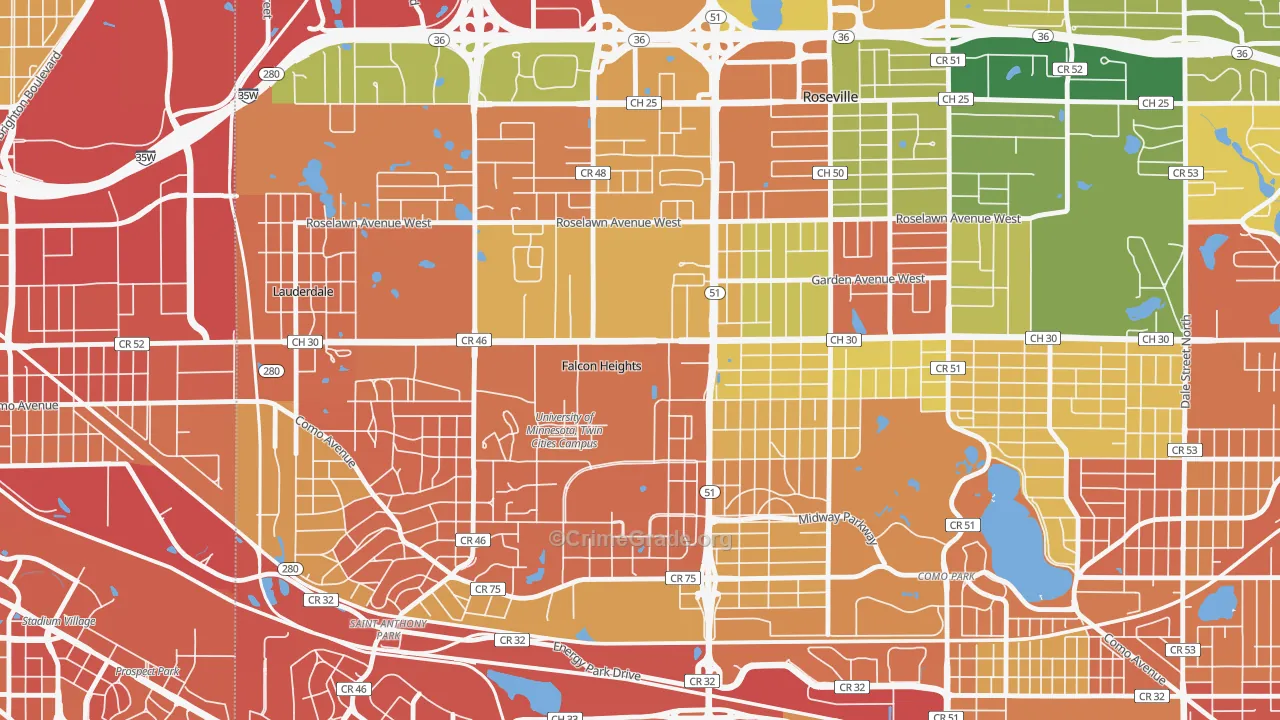 Falcon Heights, MN Map of Vandalism Rates