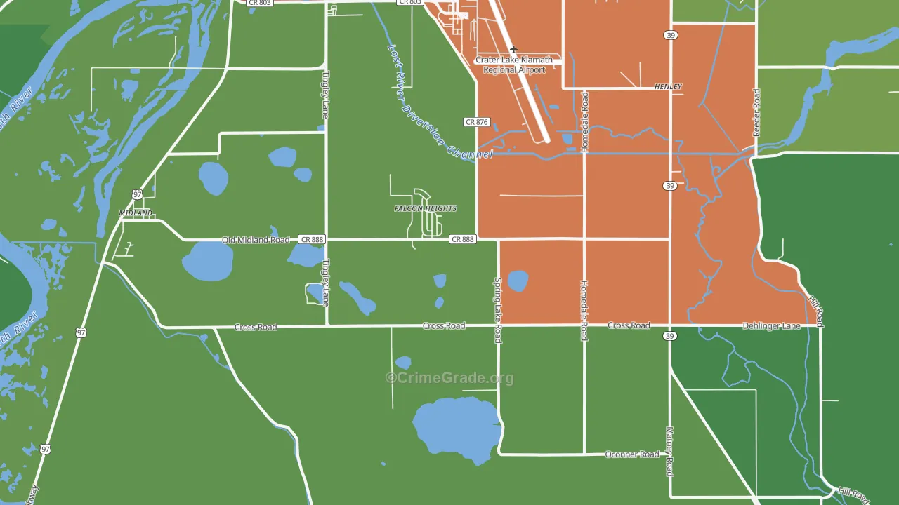 Falcon Heights, OR Map of Vandalism Rates