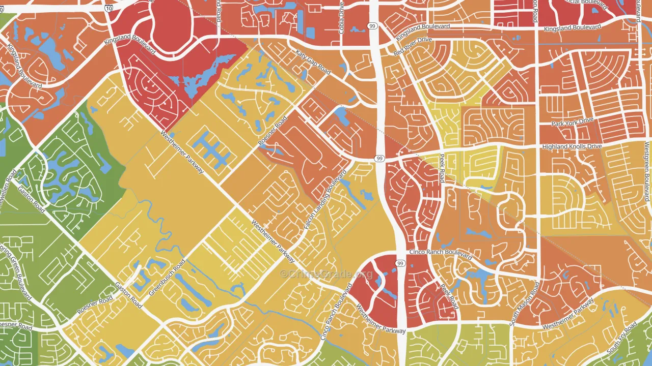 Falcon Landing, Katy, TX Map of Vandalism Rates