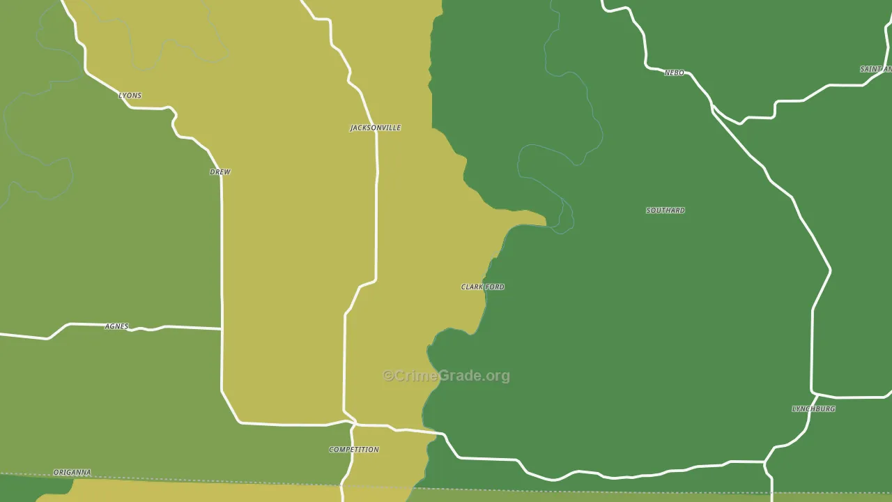 Falcon, MO Map of Vandalism Rates