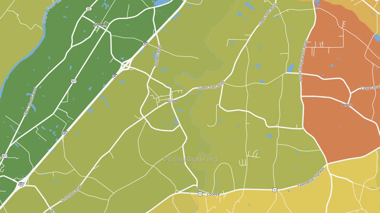 Falcon, NC Map of Vandalism Rates