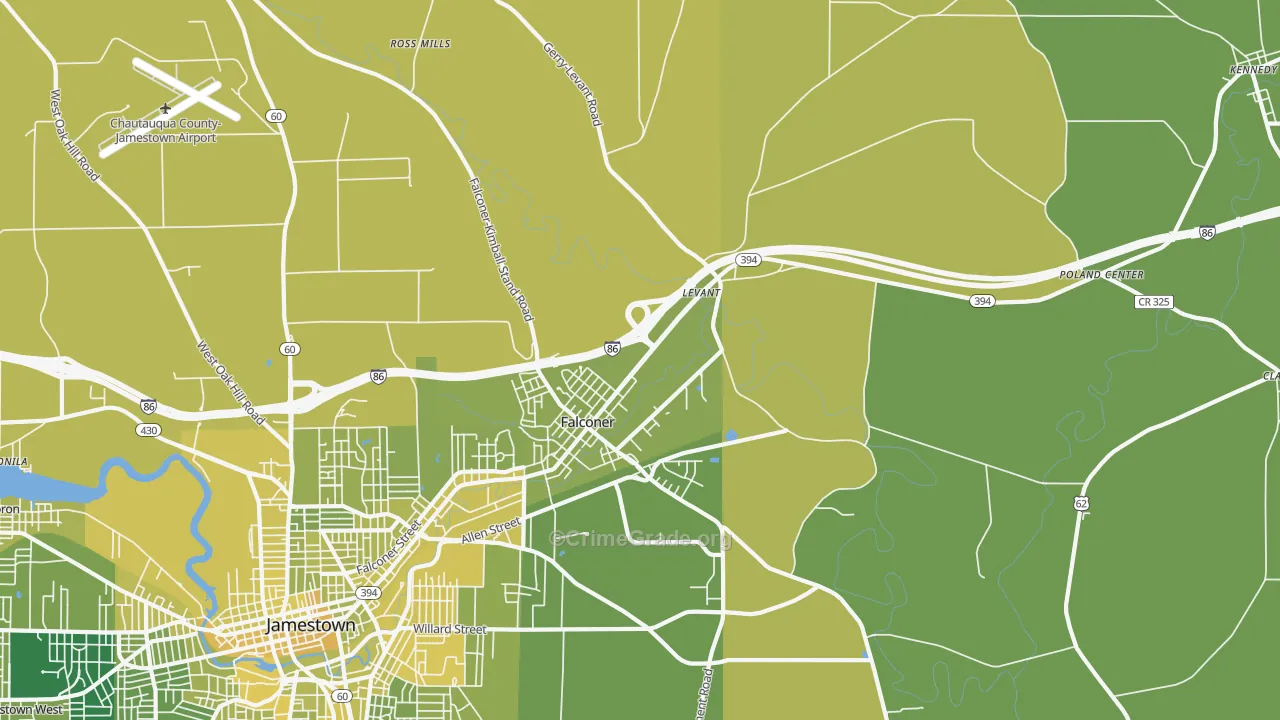 Falconer, NY Map of Vandalism Rates