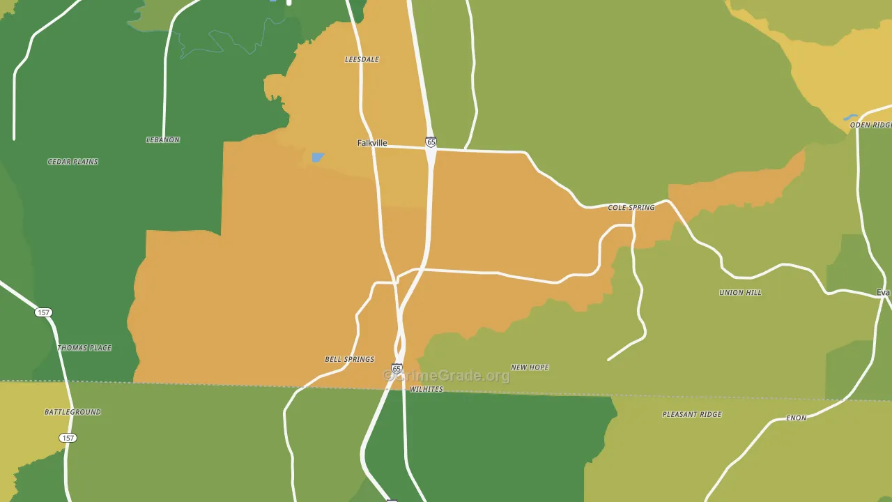 Falkville, AL Map of Vandalism Rates
