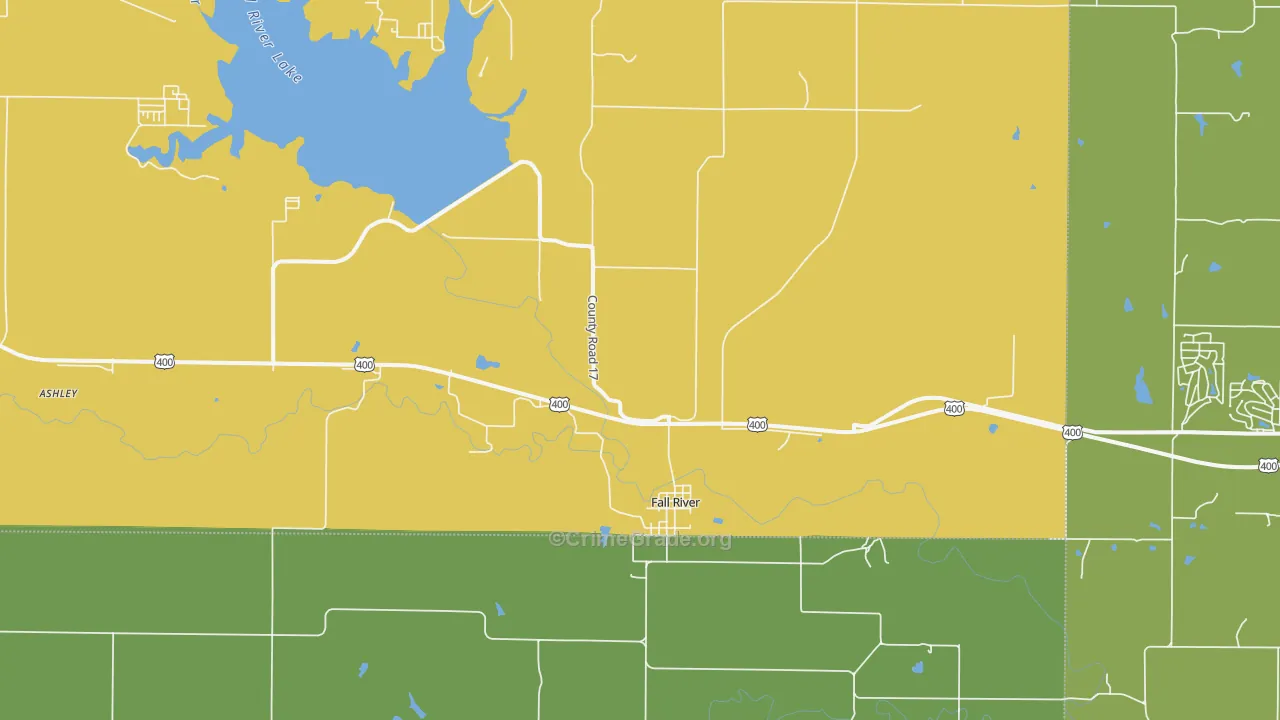 Fall River, KS Map of Vandalism Rates